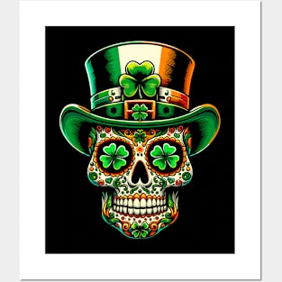 St Patricks Day Irish Sugar Skull Day Of Dead Posters and Art